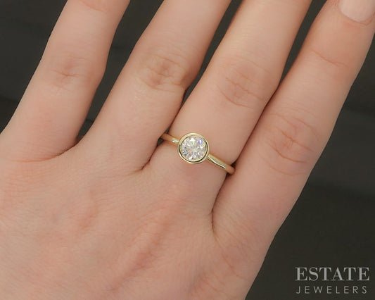 14k Yellow Gold Round 1.59ct Diamond Solitaire Bezel Engagement Ring p24346