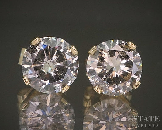 14k Yellow Gold Round Natural 1.40ctw Diamond Stud Earrings p22240b