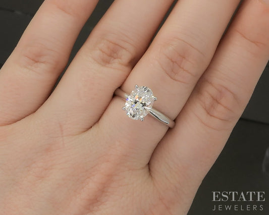 14k White Gold IGI Oval Lab Created 2.02ct Diamond Solitaire Ring 2.9g p22174b