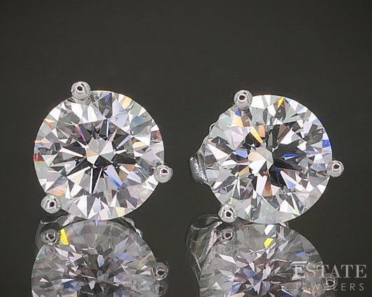 14k White Gold IGI Round Lab Created 2.10ctw Diamond Stud Earrings p21822b