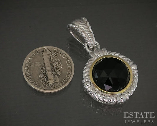 Sterling Judith Ripka Natural Black Onyx Ladies Pendant 11g p25268