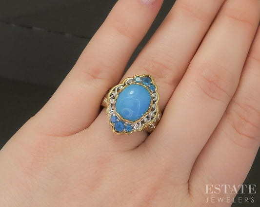 18K/Sterling Michael Valitutti Sleeping Beauty Turquoise & Apatite Ring p25330