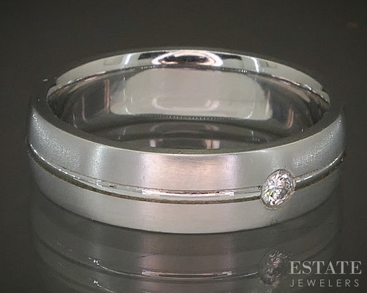 Platinum Round Natural .07ct Diamond Mens Band Ring 14.4g p22144b