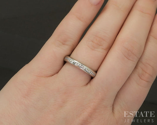 Platinum Round Natural .35ctw Diamond Eternity Wedding Band 8.3g p24674