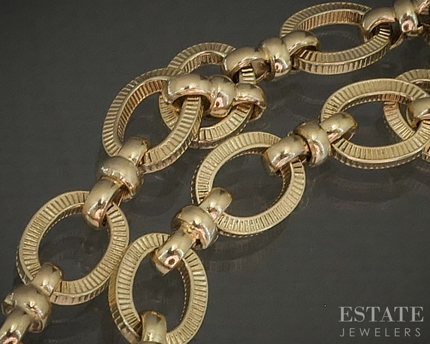 Retro 14k Yellow Gold Oval Link Chain Ladies Bracelet 11.6g 7.75"L p23946