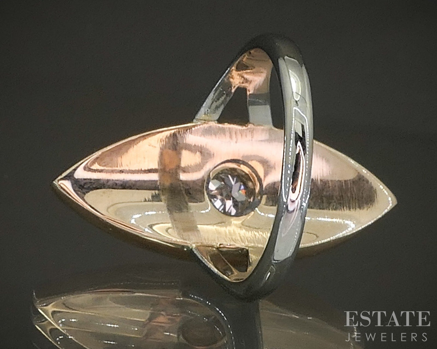 Edwardian 18k Platinum OEC Natural Diamond & Black Onyx Navette Ring 4.8g p24720