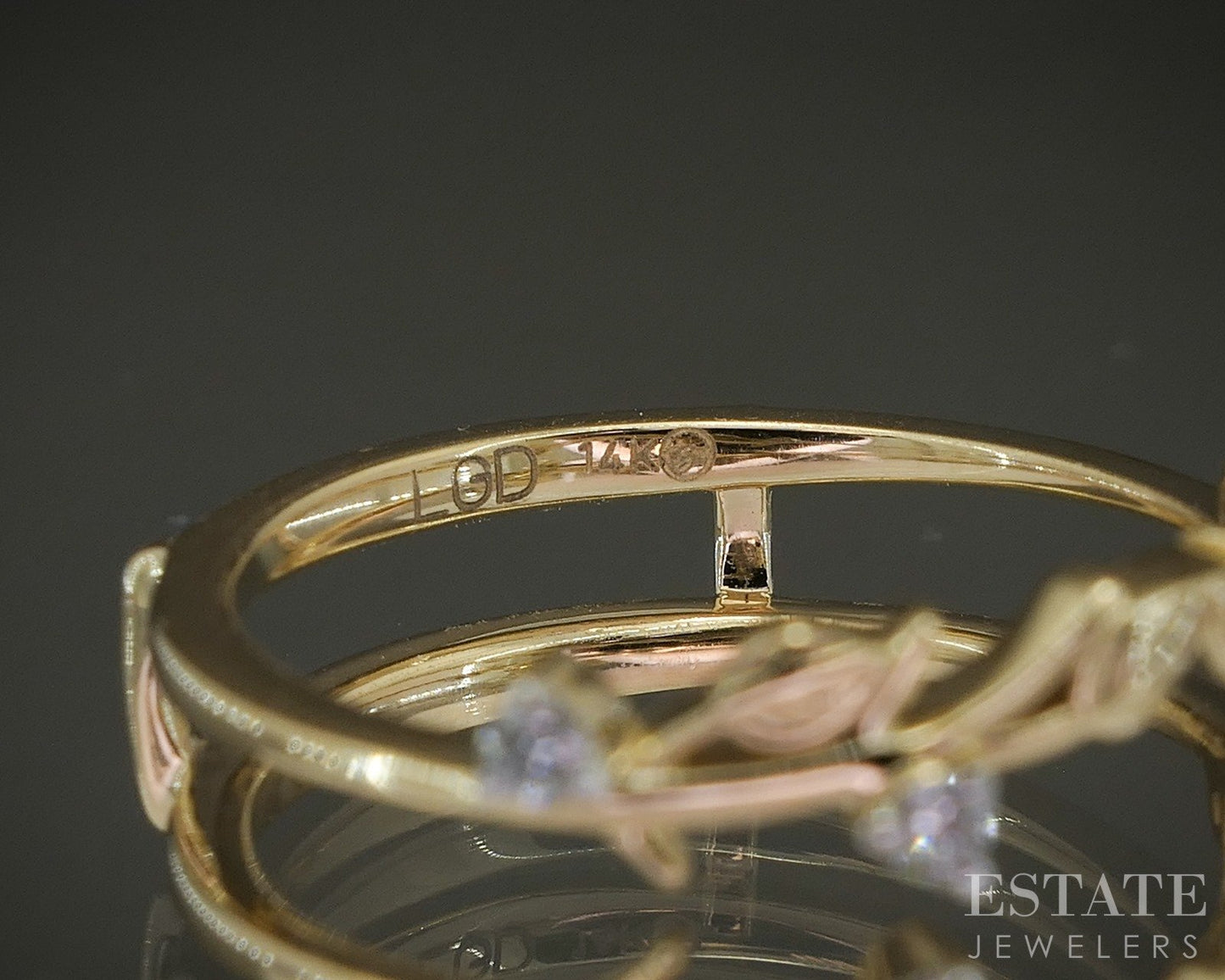 14K Yellow Gold .13ctw Lab Created Diamond Ring Guard Jacket 3.3g p23771