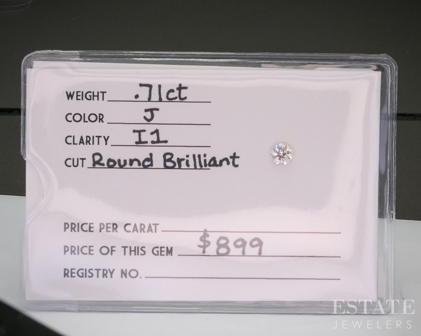 Loose .71ct Round Cut Natural Diamond I1/J p25430
