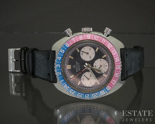 Vintage Baylor GMT Pepsi Chronograph Ref. 4213 Valjoux 724 Watch p25722
