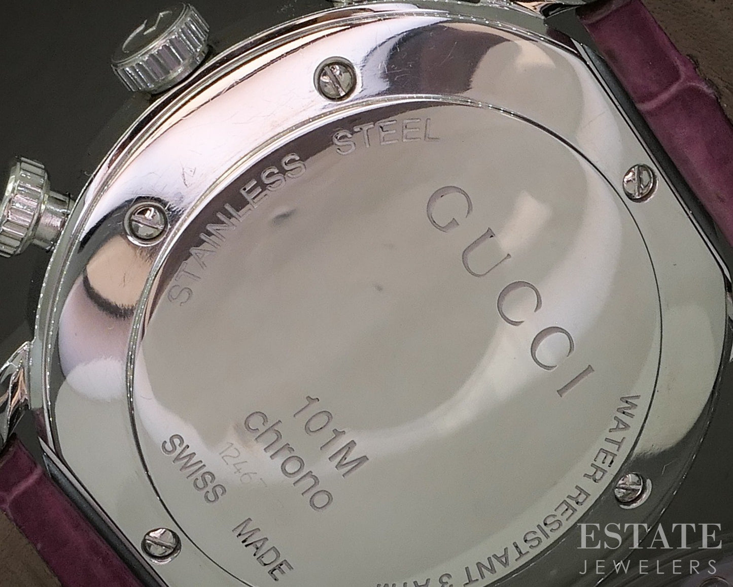 Gucci 101m Chrono Diamond Stainless Pink Ladies Watch p20538