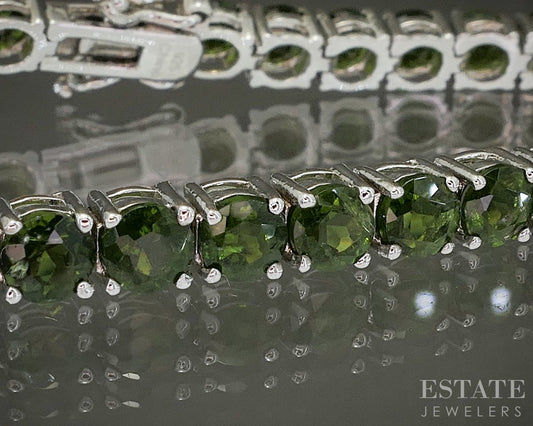 Sterling Silver Natural Chrome Diopside Tennis Bracelet 13.8g 7.25"L p26618