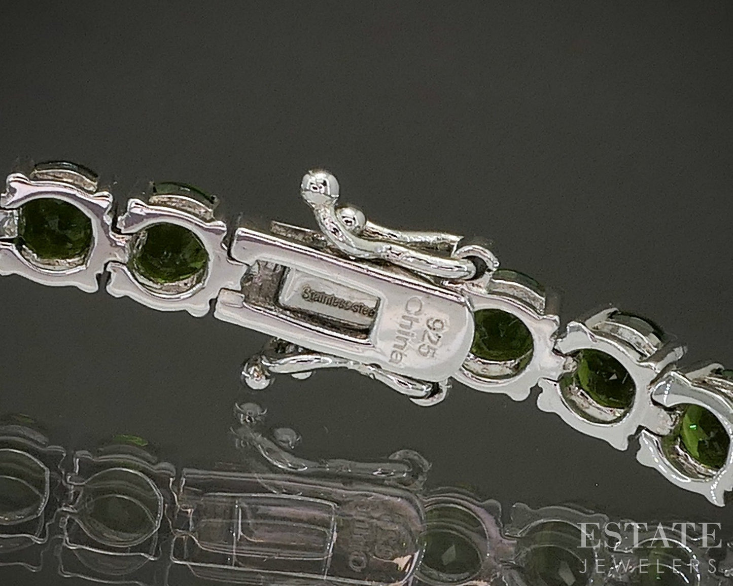 Sterling Silver Natural Chrome Diopside Tennis Bracelet 13.8g 7.25"L p26618