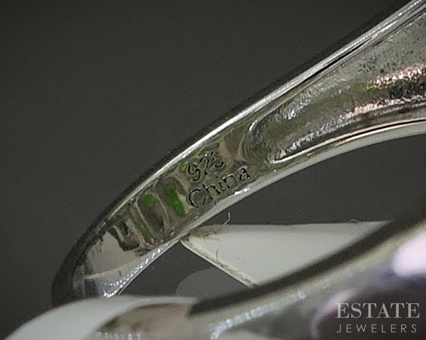Sterling Natural Chrome Diopside & White Zircon Band Ring 7.9g p26642