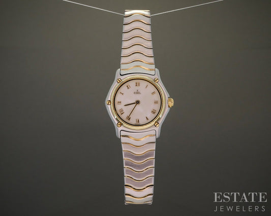 Ebel 18k Stainless Wave MOP Two Tone Bracelet Ladies Watch p21262
