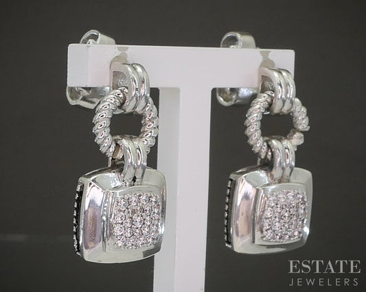 14k Sterling David Yurman Natural .21ctw Diamond Albion Earrings 6.7g p23004