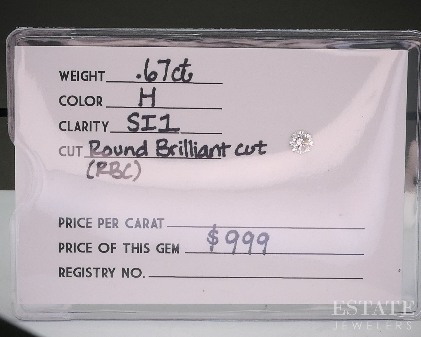 Loose .67ct Round Cut Natural Diamond SI1/H p26167