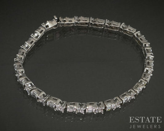 14k White Gold Natural 2ctw Diamond Line Tennis Bracelet 14.7g 7.25"L p24908