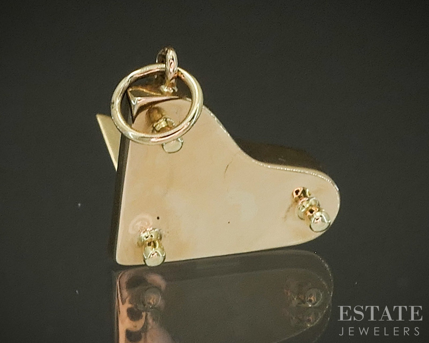 14k Yellow Gold Dimensional Grand Piano Heart Charm 2.0g p24804