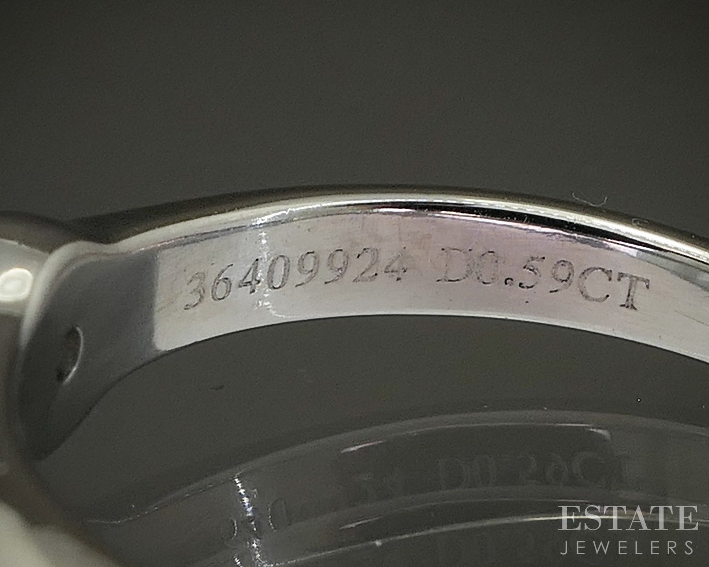 Platinum Tiffany & Co. Round Natural .59ct Diamond Solitaire Ring 5.1g p24199