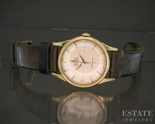 Vintage 1959 Omega Constellation Pie Pan 18k Yellow Gold Cal. 551 Watch p26351