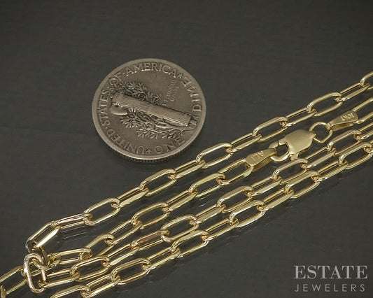 10k Yellow Gold 3mm Paperclip Chain Link Ladies Necklace 2.8g 18"L p26399
