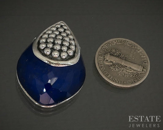 Sterling Lagos Caviar Maya Lapis Lazuli Quartz Doublet Pendant 11.2g p26592