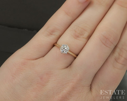 Antique Platinum & 14k OMC Natural .80ct Diamond Solitaire Ring 2.1g p24478