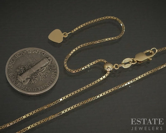 14k Yellow Gold .75mm Box Chain Link Adjustable Ladies Necklace 3.9g 22"L p26280
