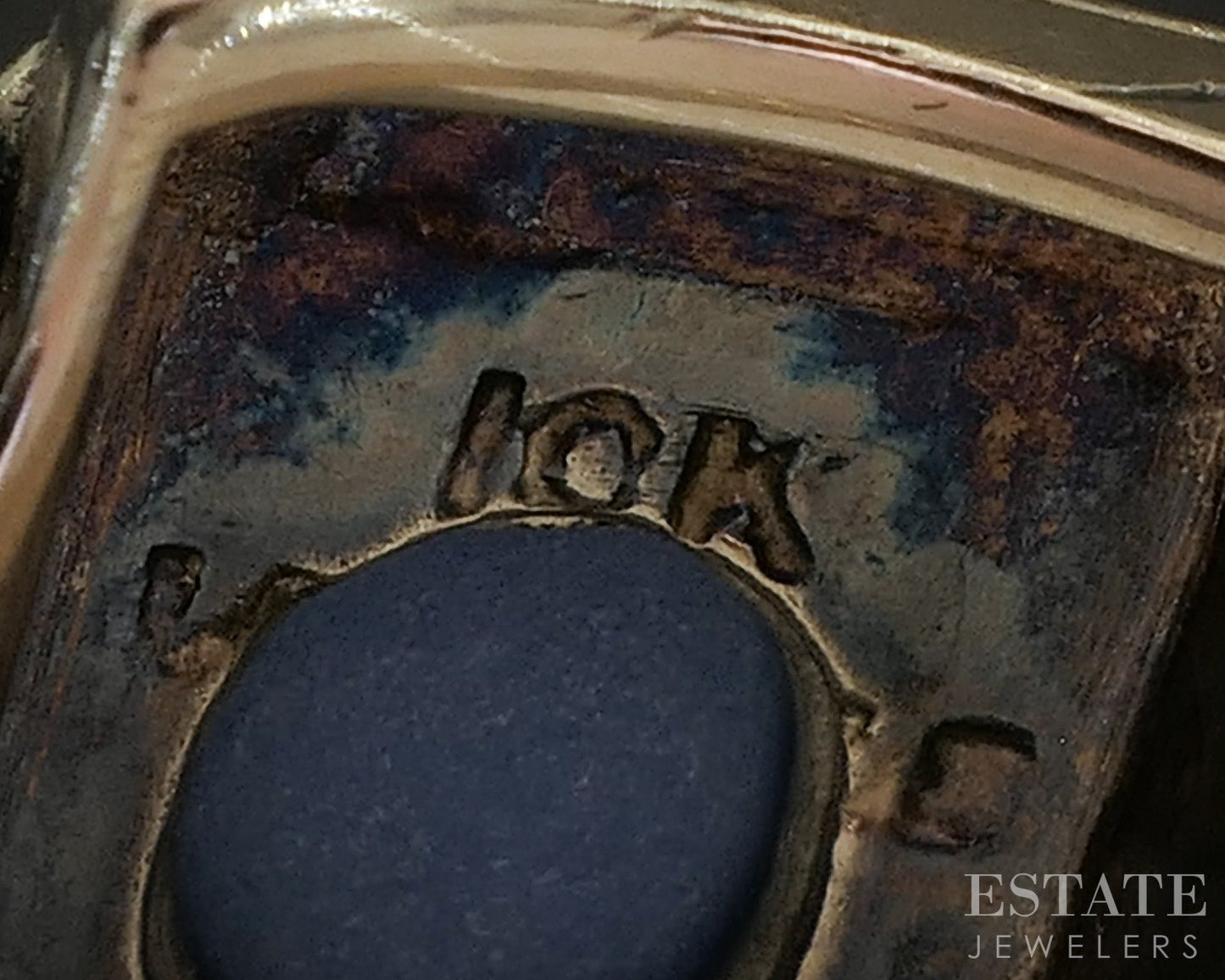 Vintage 10k Black Hills Gold Blue Star Sapphire Shield Band Ring 7.7g p25140b