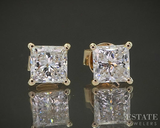 14k Yellow Gold Princess Lab Created 1ctw Diamond Stud Earrings p15475b