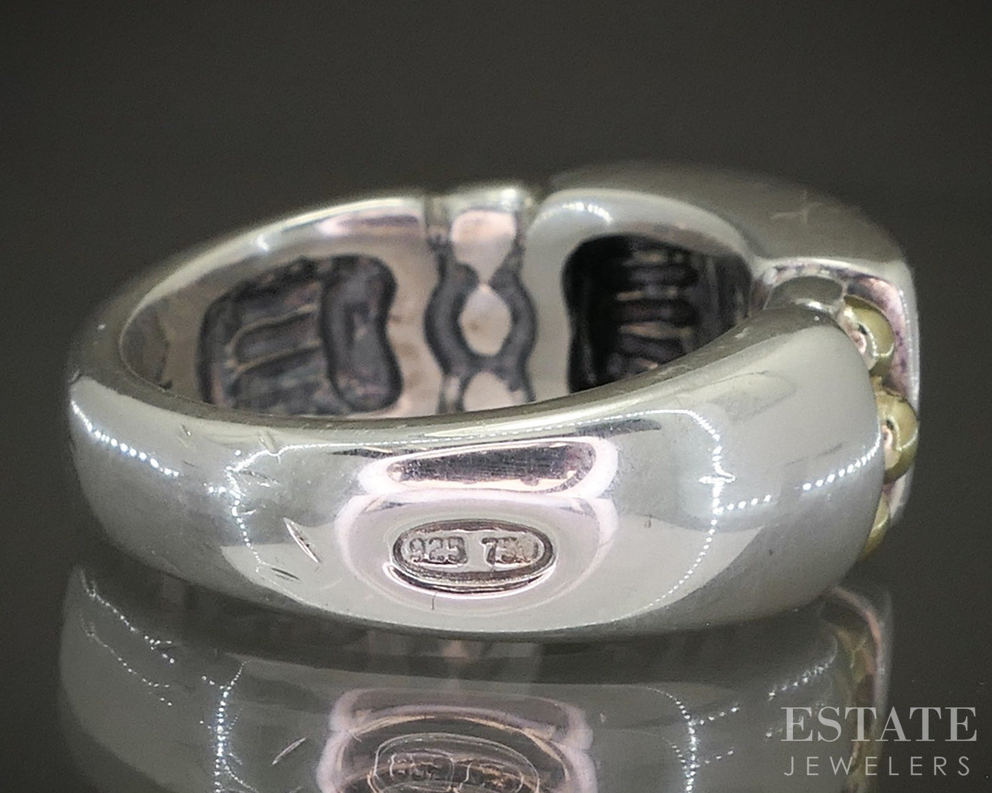 18k & Sterling Lagos Caviar Ladies Stacked Band Ring 11.8g p25560