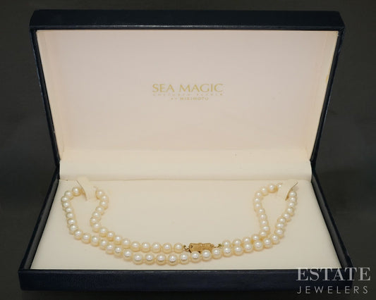 14k Yellow Gold Mikimoto Blue Lagoon 6mm Akoya Pearl Necklace 18"L p19718