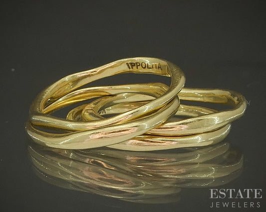 18k Yellow Gold Ippolita Stackable Band Set of 4 8.1g p25021