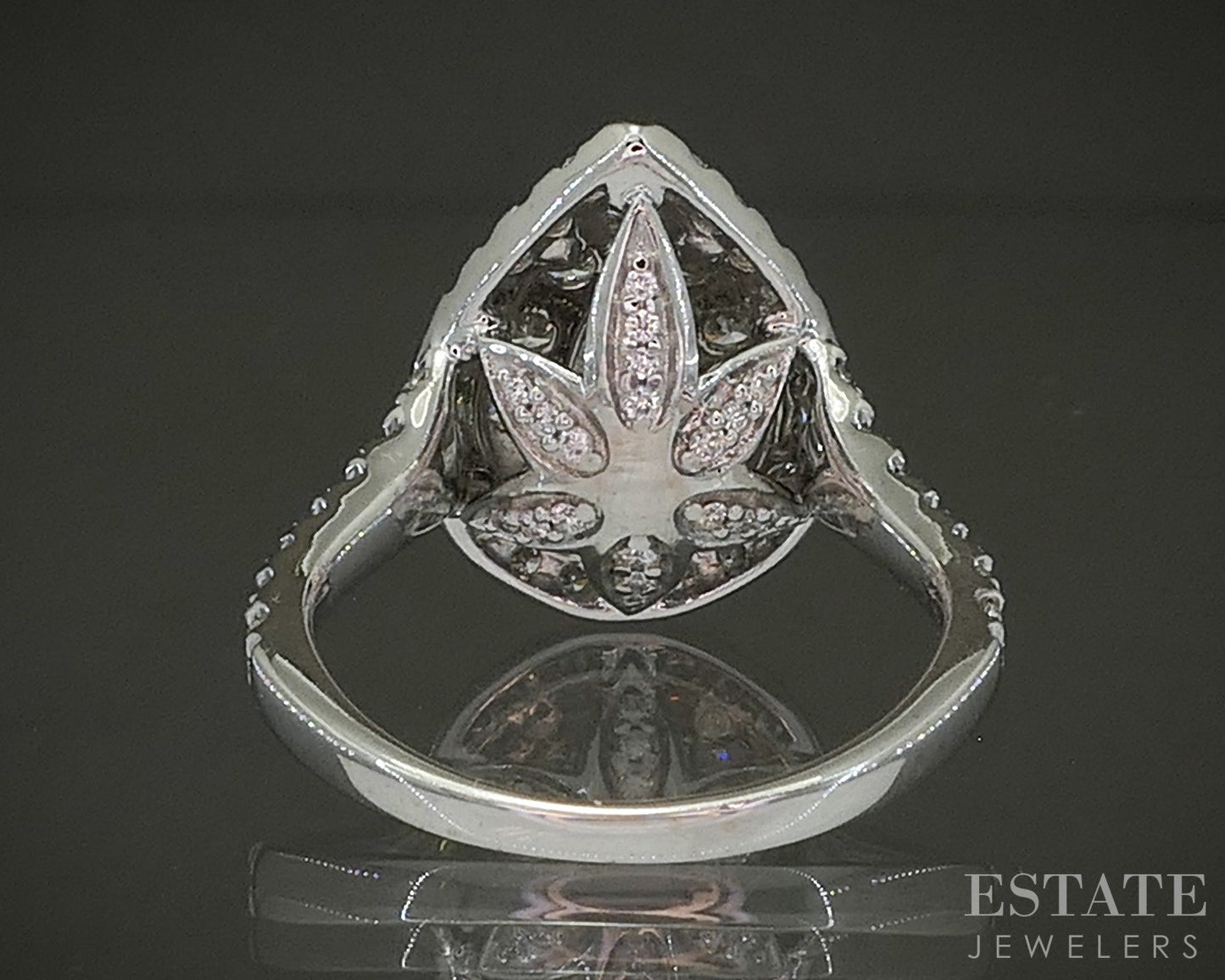 14k White Gold Pear Natural 1.40ctw Diamond Halo Engagement Ring 4.6g p24677