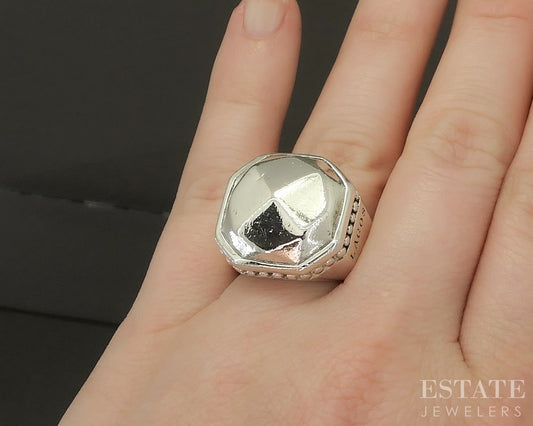 18k & Sterling Lagos Caviar Faceted Rocks Ladies Band Ring 16.8g p25167