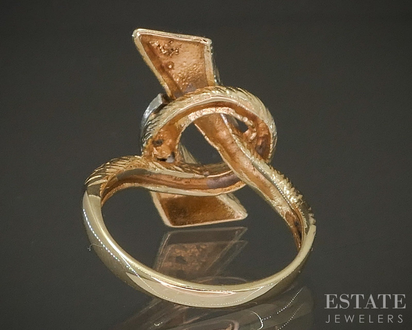 Retro 18k Yellow Gold Single Cut Natural .07ctw Diamond Knot Ring 5.7g p26800