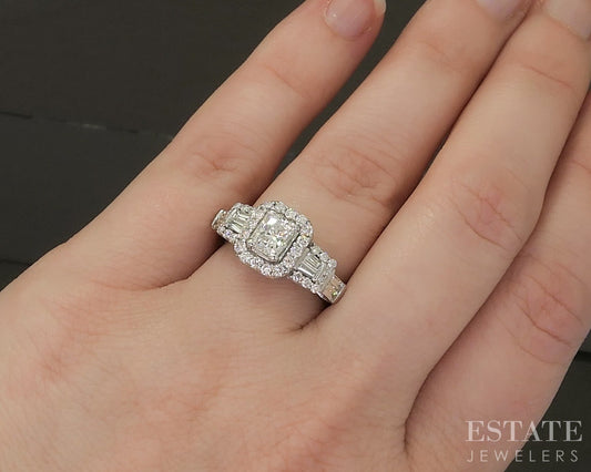 14k White Gold Radiant GSI Natural 1.41ctw Diamond Engagement Ring 5.1g p28201