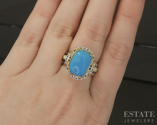 18K/Sterling Michael Valitutti Sleeping Beauty Turquoise Ladies Ring 7.2g p28560