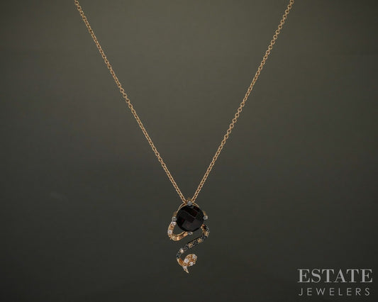 14k Strawberry Gold LeVian Natural Pomegranate Garnet & Diamond Necklace p25096