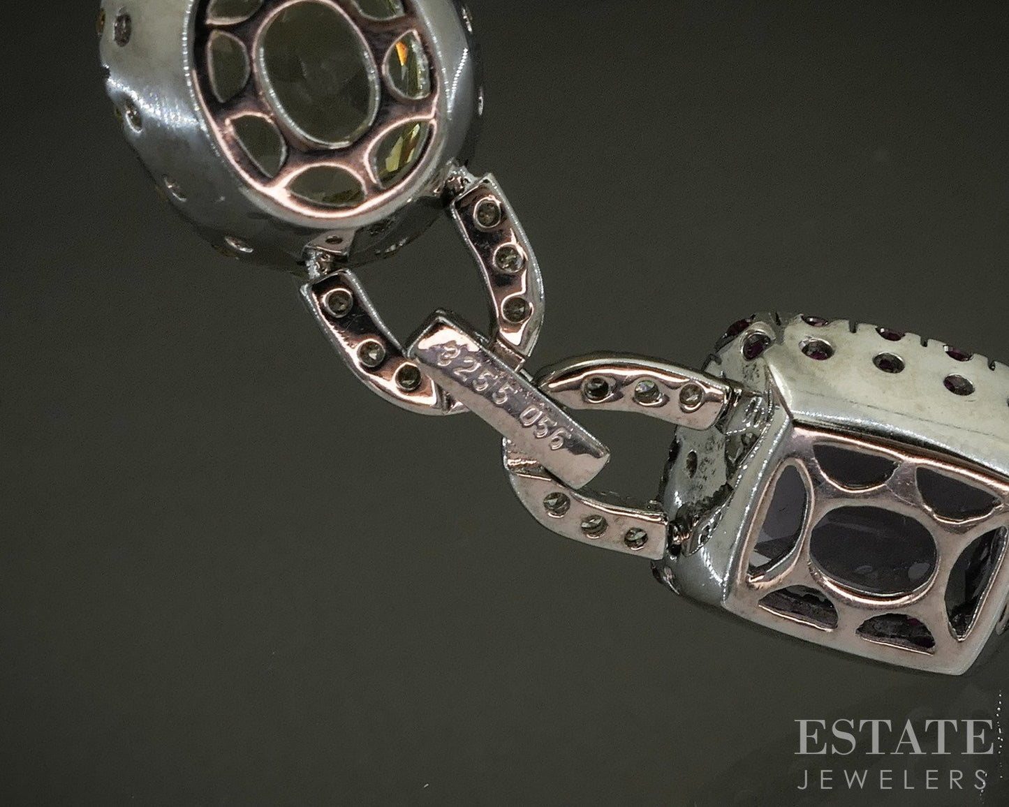 18k White Gold Natural Multi Gem & Diamond Ladies Bracelet 36g 7"L p21781