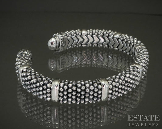 Sterling LAGOS Caviar 9mm Station Ladies Cuff Bracelet 44g p27696