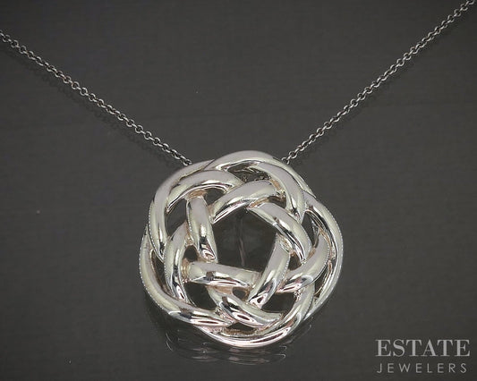 Sterling Silver Tiffany & Co. Celtic Love Knot Necklace 9.6g 16"L p26973