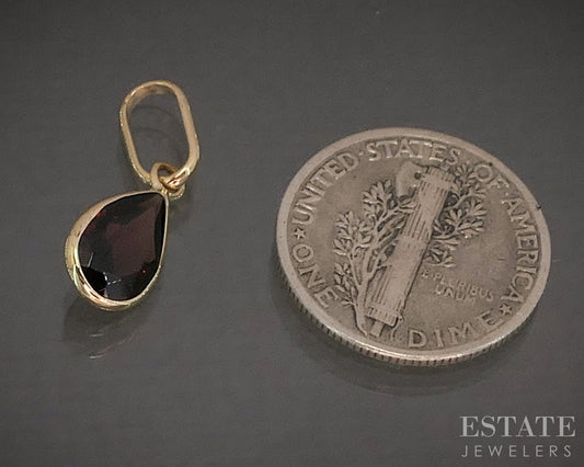14k Yellow Gold Natural Garnet Birthstone January Teardrop Pendant p29502