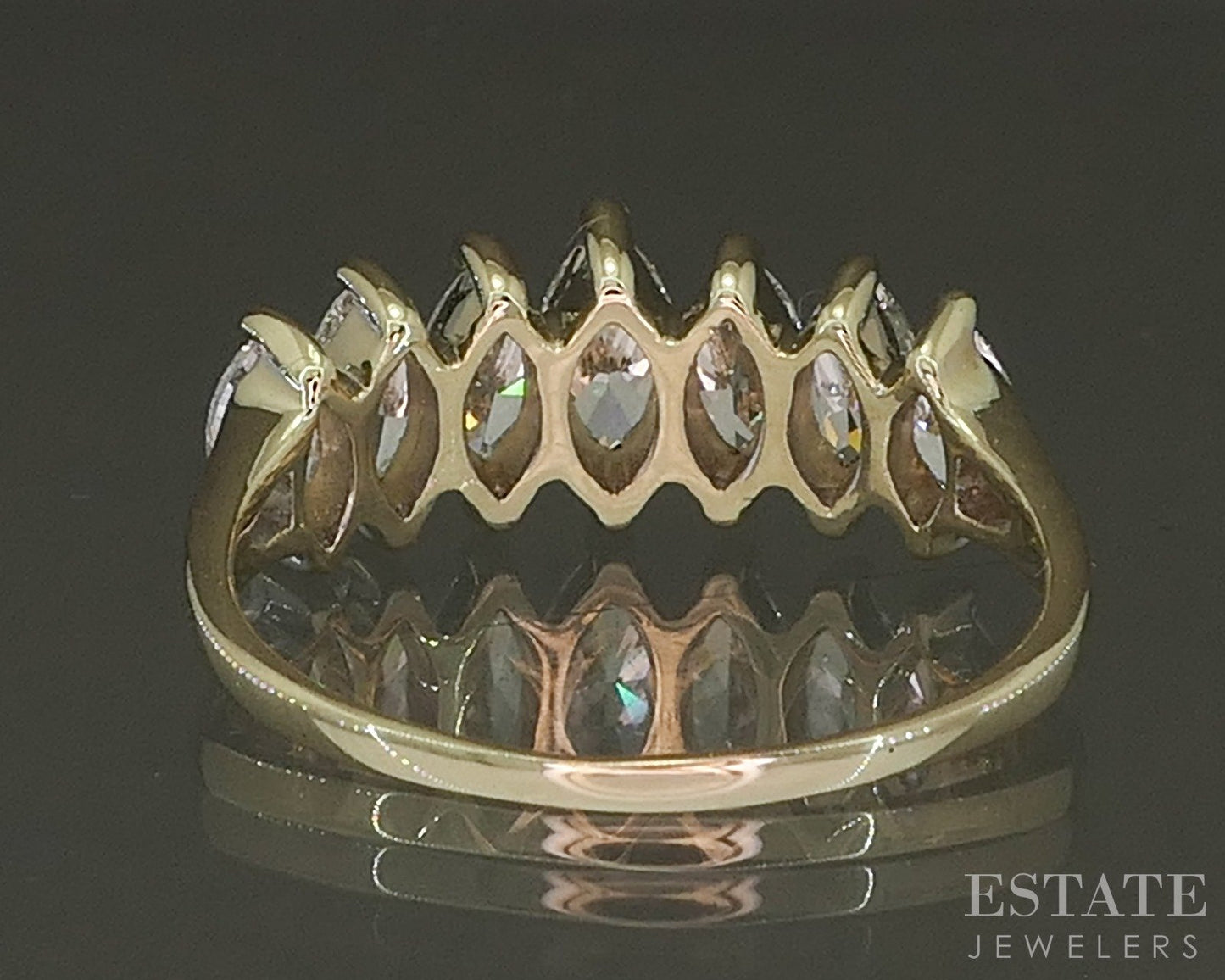14k Yellow Gold Marquise Natural 1ctw Diamond Ladies Band Ring 3.8g p25914b