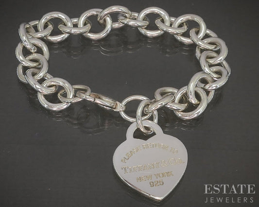 Sterling Silver Tiffany & Co. Return Heart Tag Ladies Bracelet 30g 6.75"L p27945
