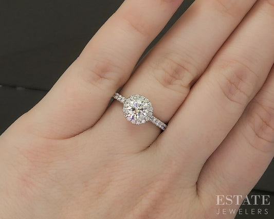 14k White Gold Gabriel & Co. Natural 1.31ctw Diamond Halo Engagement Ring p26262