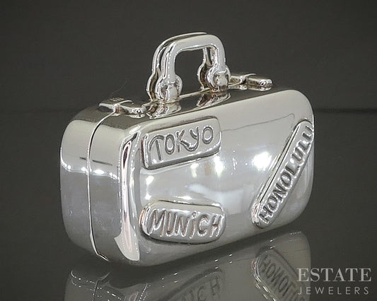 Sterling Silver Tiffany & Co Traveler Suitcase Pill Box 37.9g p27195