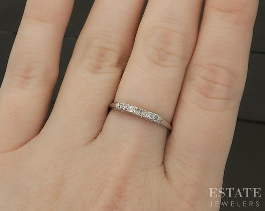 Vintage 18k White Gold Natural .10ctw Diamond Ladies Wedding Band 1.6g p27356b