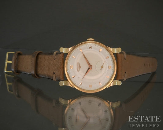 1955 Longines 18k Yellow Gold Ref. 6693 Pie Pan Cal. 30L Mens Watch p28406