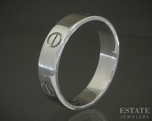 18k White Gold 5.5mm Cartier Love Mens Wedding Band Ring 7.4g p27615